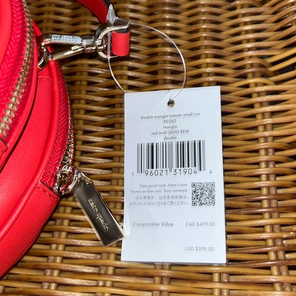 ♠️🍅kate spade 3D Tomato Mangia Double Dual Compartment Small Crossbody Bag Red - Picture 13 of 15